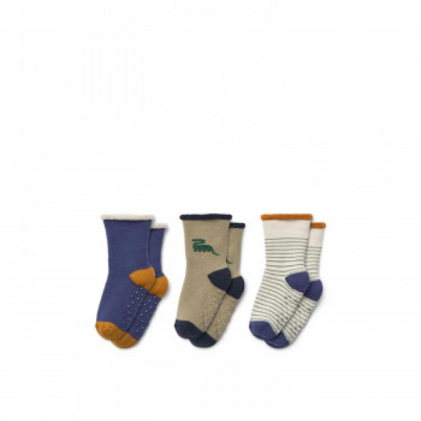 Liewood baby sokne 3 pcs Eloy, Dino/Mist  mix