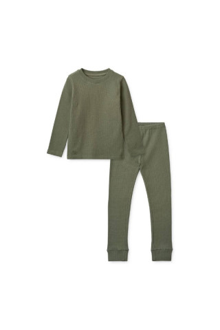 Liewood pidžama set Croydon Waffle, Faune green