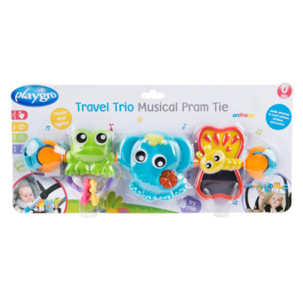 Playgro igračka za sedište, žaba, slonče i leptir