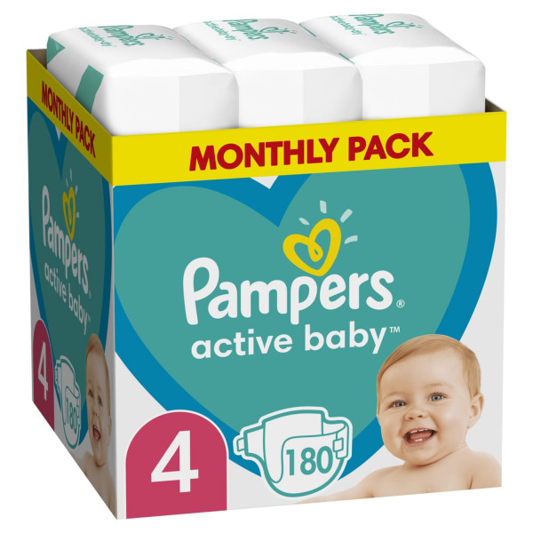 Pampers pelene active baby monthlyS4 9-14kg 180kom