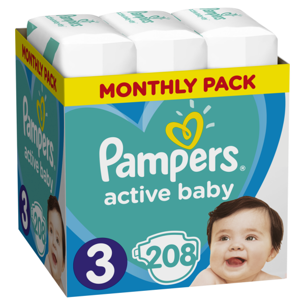 Pampers pelene active baby monthlyS3 6-10kg 208kom