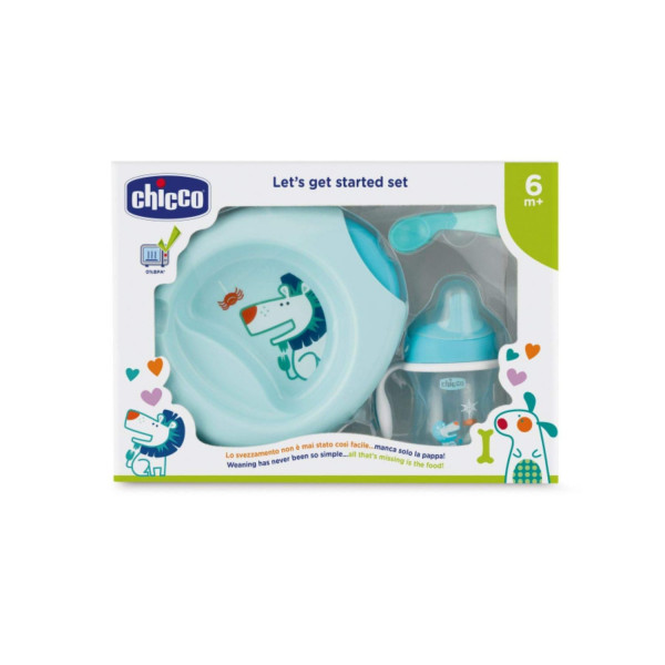 Chicco poklon set 6m+, pribor, plavi