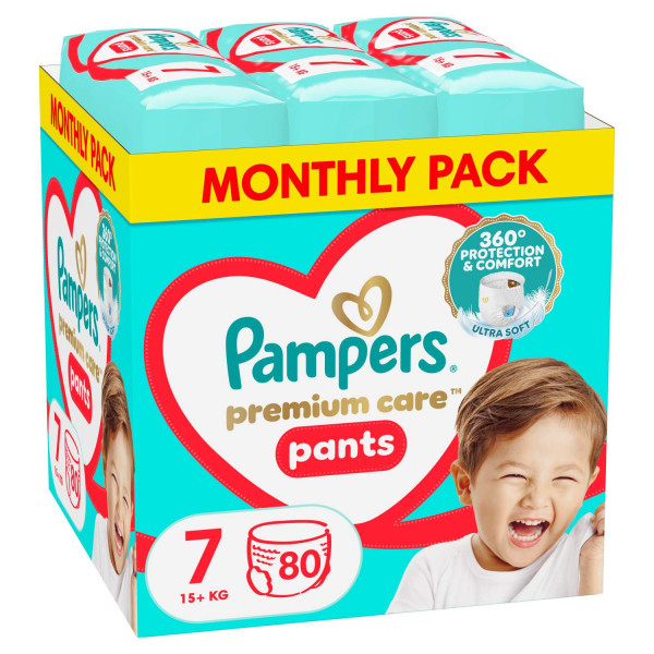 Pampers pants pelene montly 7 prem.  17kg+ 80kom