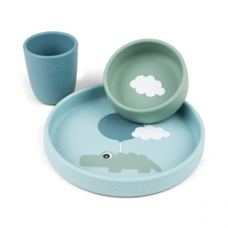 Done By Deer silikonski set  za jelo Happy Clouds, Blue