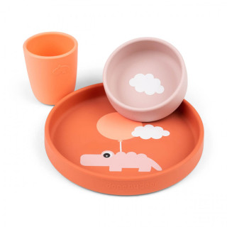 Done By Deer silikonski set  za jelo Happy Clouds, Papaya