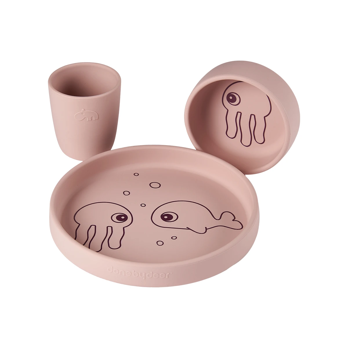 Done by Deer set za jelo silikonski roze sea friends