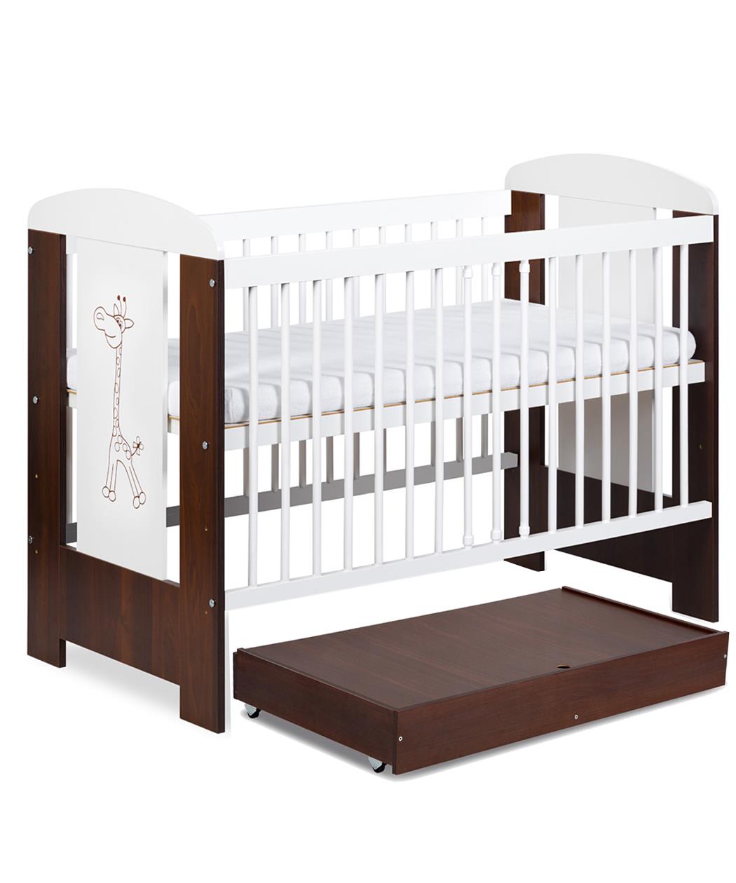 Klups krevetac za bebe Safari Giraffe sa podnom fiokom Walnut&White