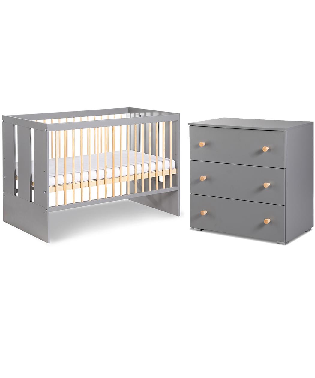 Klups krevetac i komodica za bebe 2 u 1 - Pauline Graphite