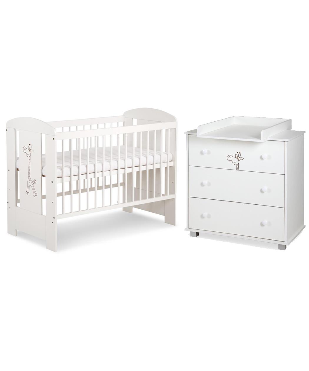 Klups krevetac i komodica sa pultom za bebe 2 u 1 - Safari Giraffe White