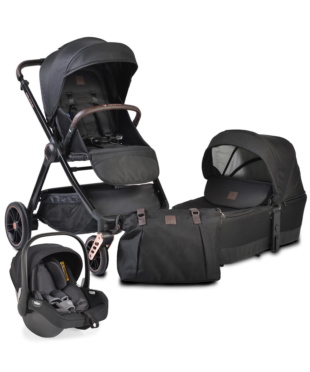 Cangaroo Macan kolica za bebe 3u1 sa iSize auto sedištem - Black