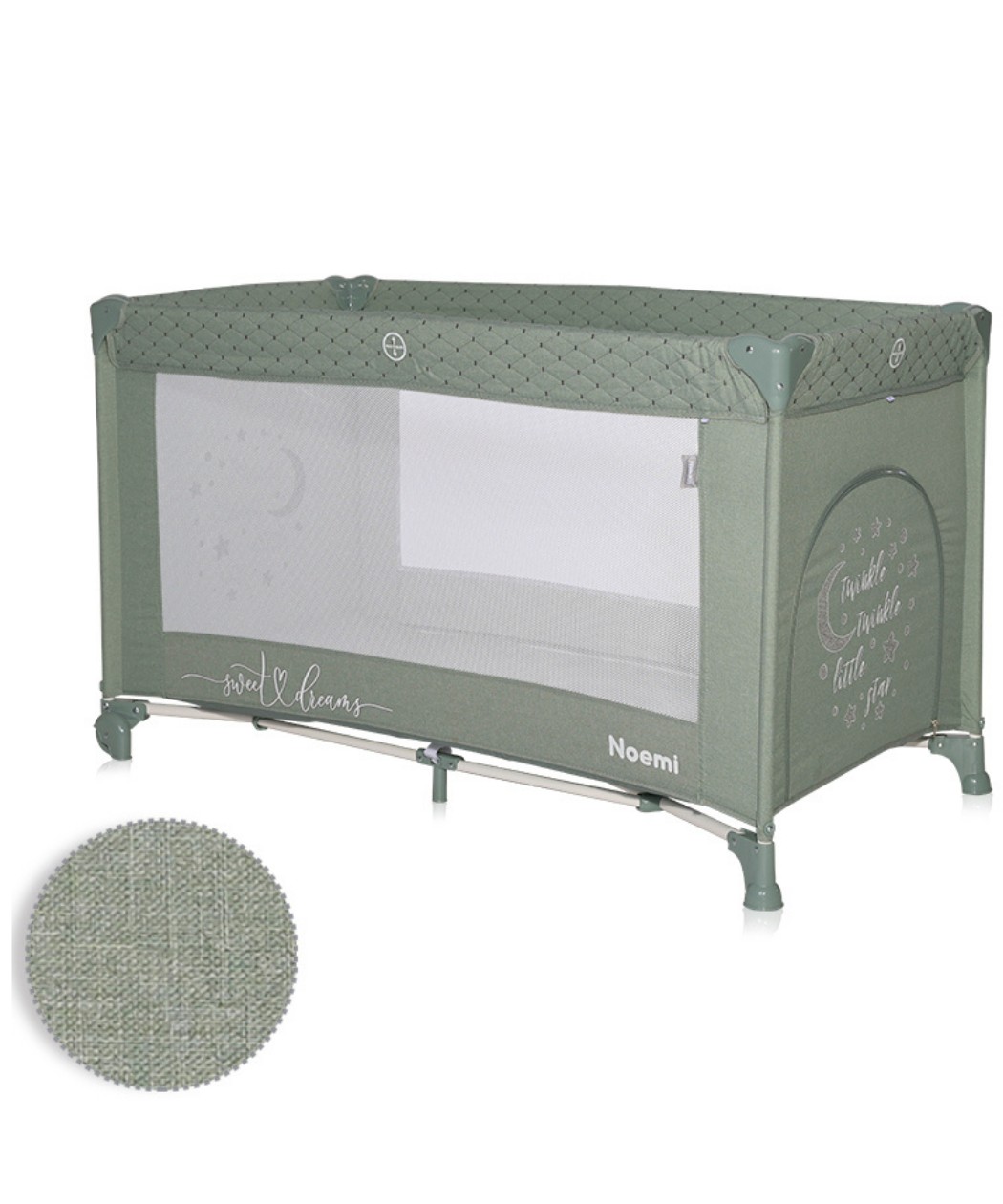 Lorelli Noemi prenosivi krevetac za bebe 1 nivo - Iceberg Green Star