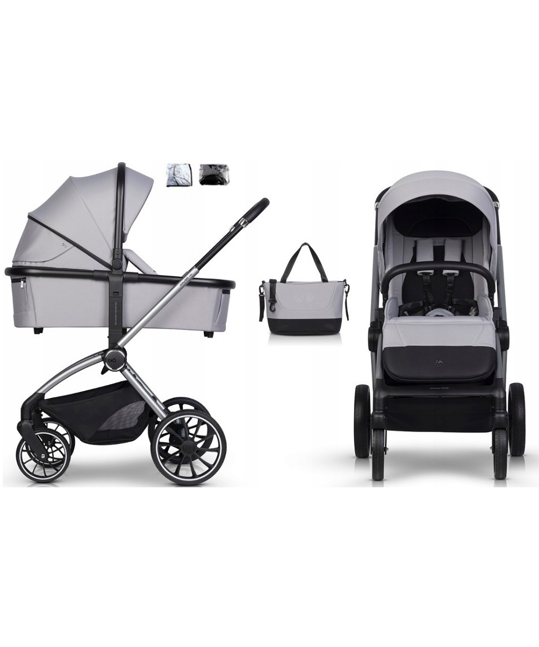 Eurocart Easy Go Giro kolica za bebe sa nosiljkom 2 u 1 Cloudy Grey
