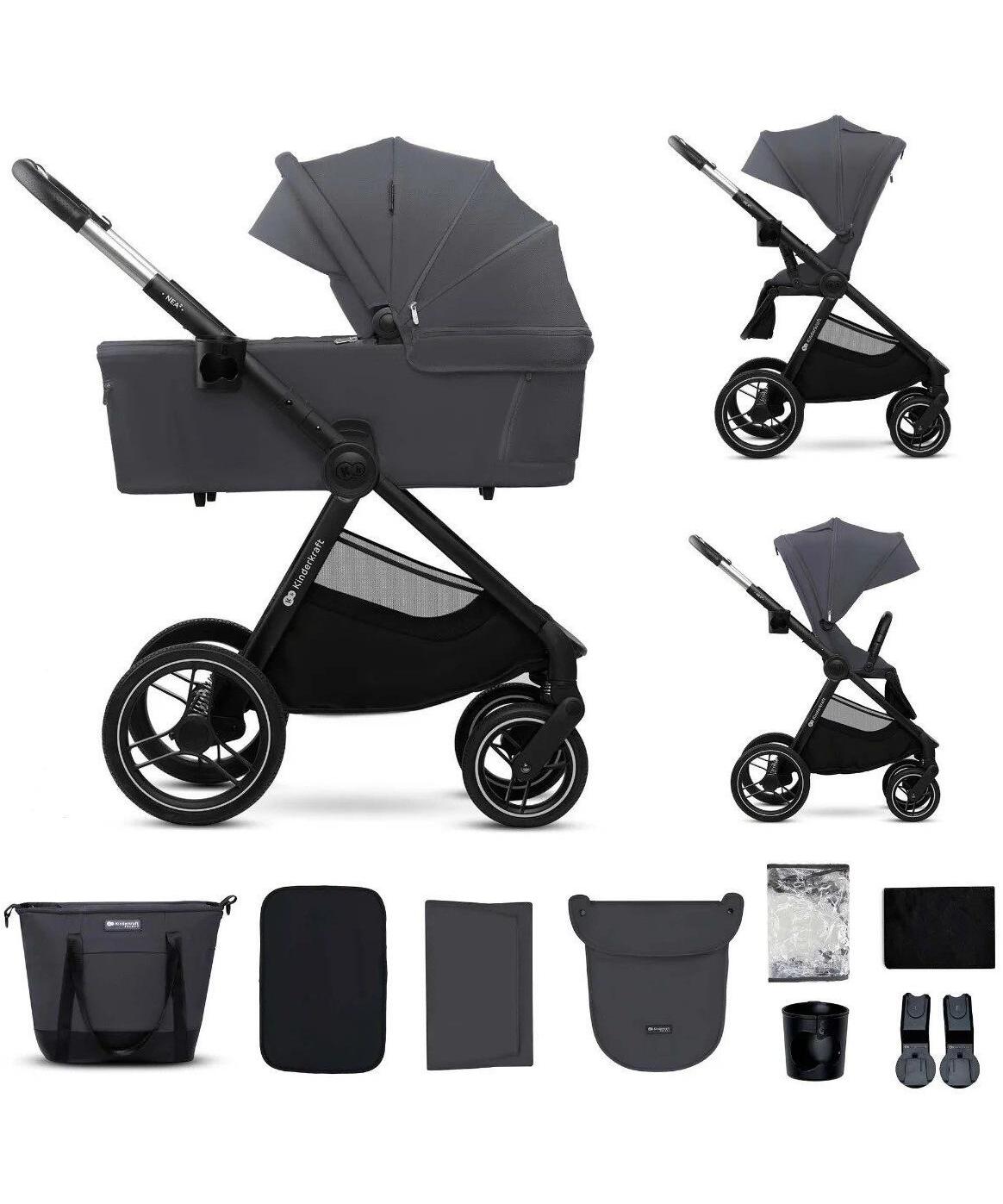 Kinderkraft Nea 2 kolica za bebe 2 u 1 sa nosiljkom do 22 kg Deep Grey