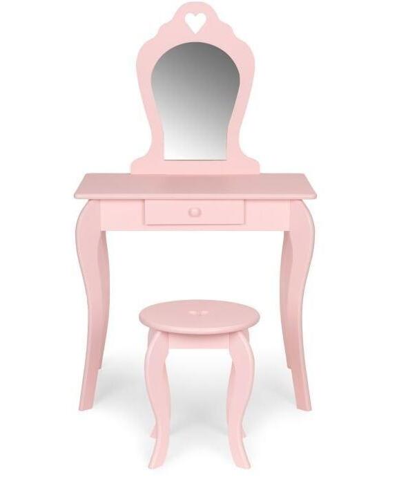 ECOTOYS veliki drveni sto za šminkanje za devojčice sa ogledalom Pink