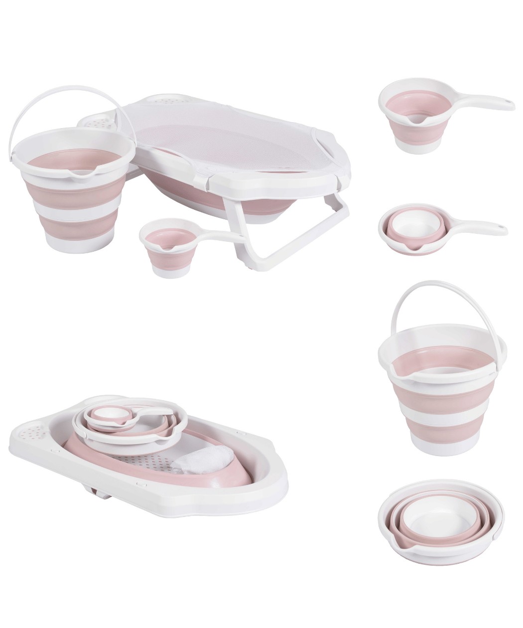 Cangaroo sklopivi set za kupanje (kadica, kantica, kofica i mrežica za kupanje) Hawai Pink
