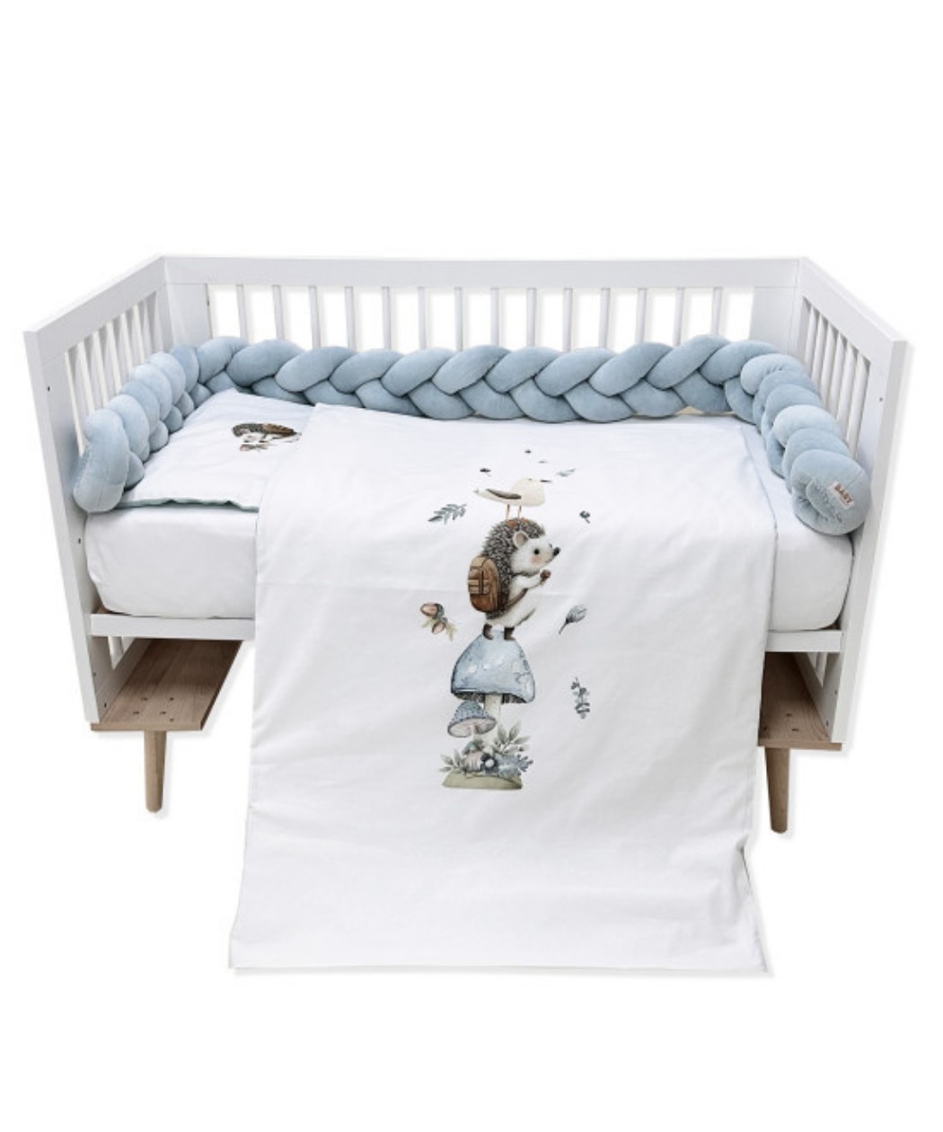 Textil komplet posteljina za krevetac za bebe Jež Plava - 120x60 cm