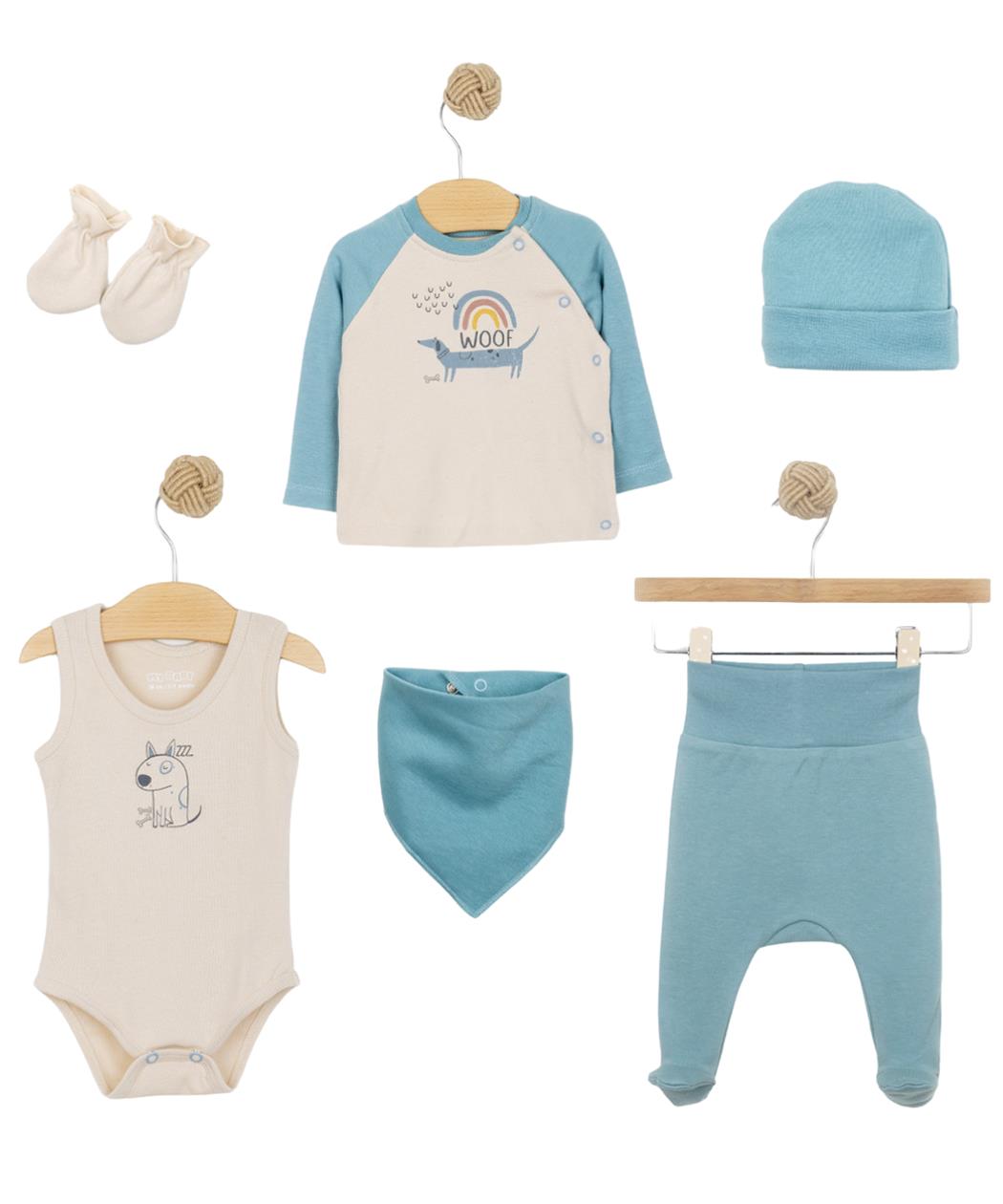 My Baby set za dečake 6 u 1 od 3-6 meseci Funny Dogs Blue