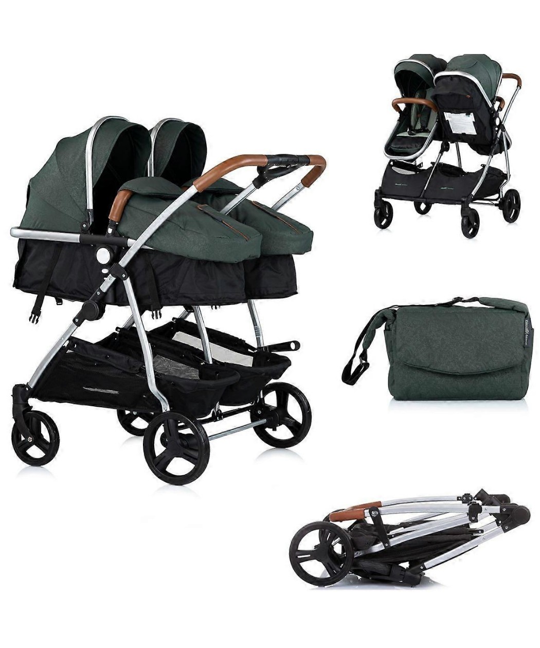 Chipolino Duo Smart kombinovana kolica za blizance Basil